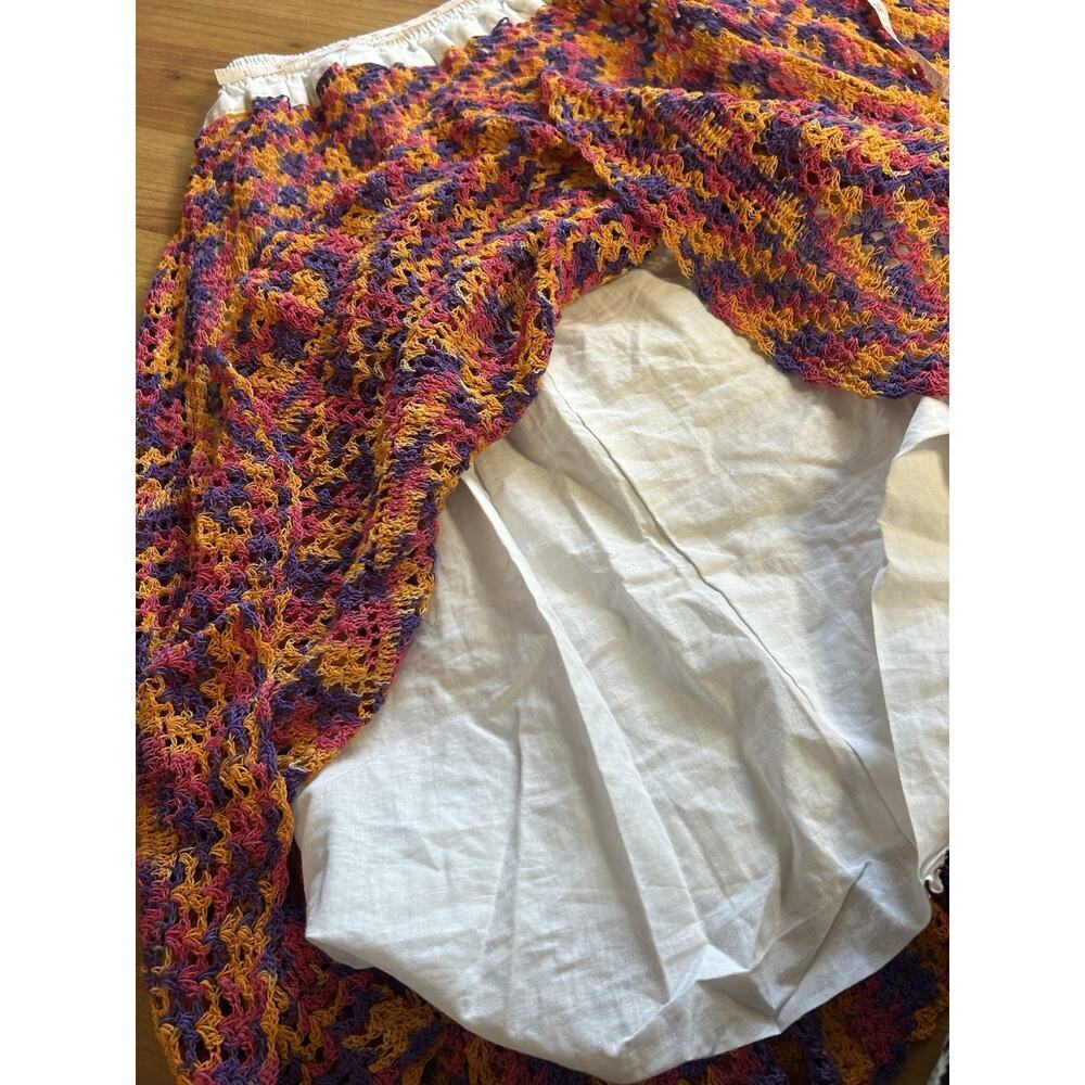 Handmade Crochet Maxi Skirt Boho Festival Knit Sz S/M Sunset Maximalist Granny - Picture 9 of 9